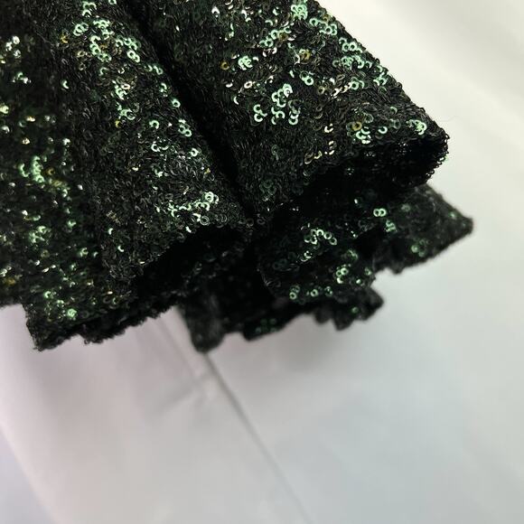 Badgley Mischka Green Sequin black Gown Size 6 V back Designer Formal - Picture 15 of 16
